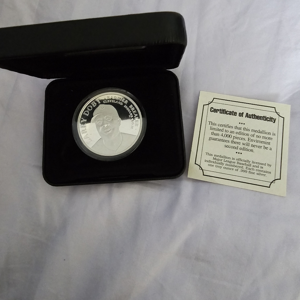 Rare Limited Edition Larry Doby of Cleveland Indians Real Silver Coin with COA